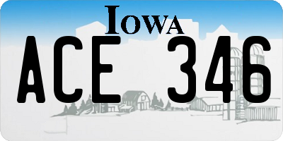 IA license plate ACE346