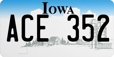 IA license plate ACE352