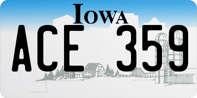 IA license plate ACE359