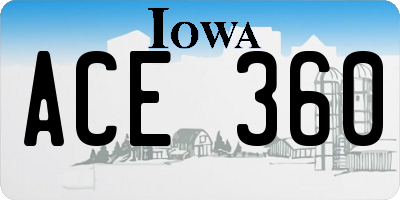 IA license plate ACE360