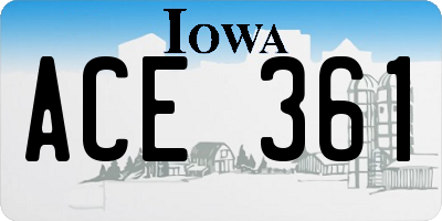IA license plate ACE361