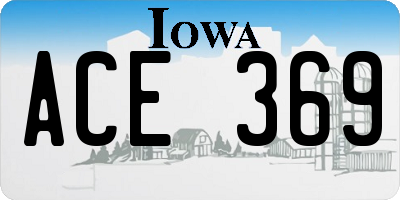 IA license plate ACE369