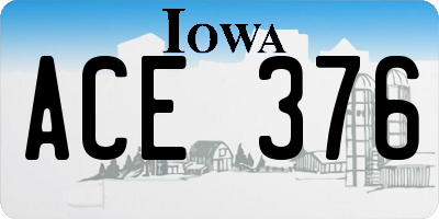 IA license plate ACE376