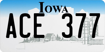 IA license plate ACE377
