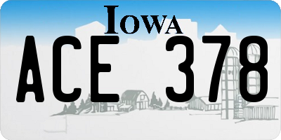 IA license plate ACE378