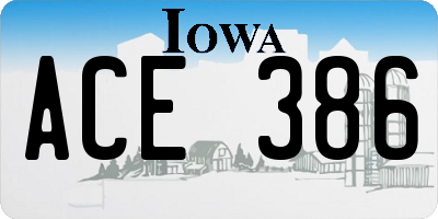 IA license plate ACE386