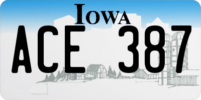 IA license plate ACE387