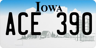 IA license plate ACE390