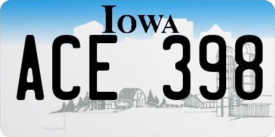 IA license plate ACE398