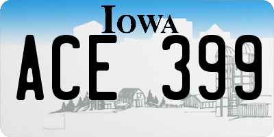 IA license plate ACE399