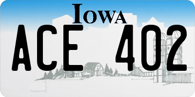 IA license plate ACE402