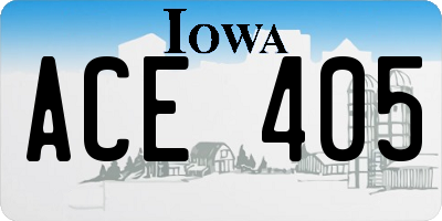 IA license plate ACE405