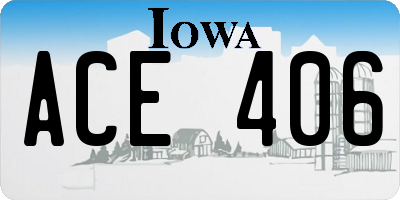 IA license plate ACE406