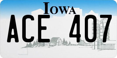 IA license plate ACE407