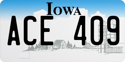 IA license plate ACE409