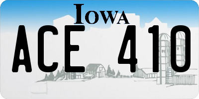 IA license plate ACE410