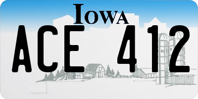 IA license plate ACE412