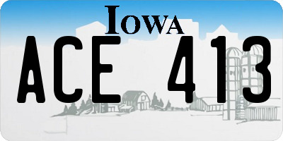 IA license plate ACE413