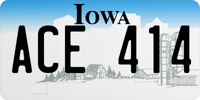 IA license plate ACE414