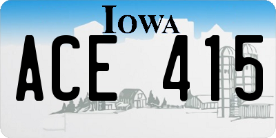 IA license plate ACE415