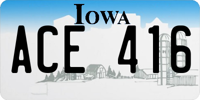 IA license plate ACE416