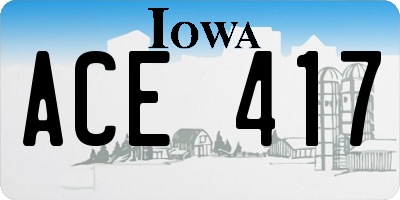 IA license plate ACE417