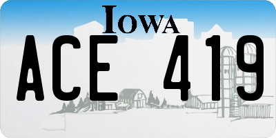 IA license plate ACE419