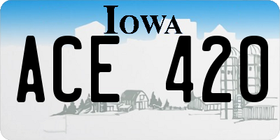 IA license plate ACE420