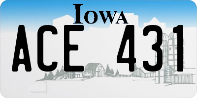 IA license plate ACE431