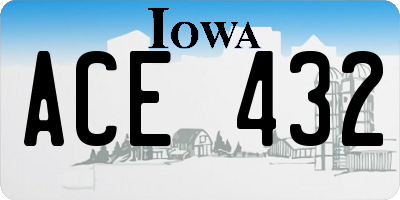 IA license plate ACE432