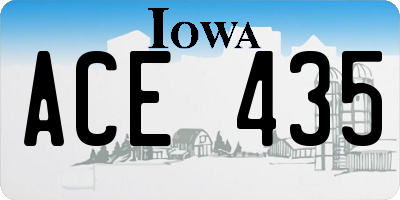 IA license plate ACE435