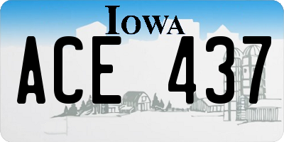 IA license plate ACE437
