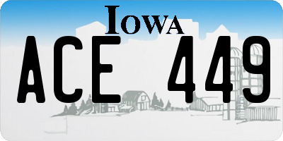 IA license plate ACE449