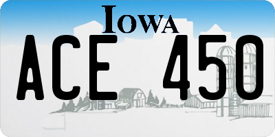 IA license plate ACE450