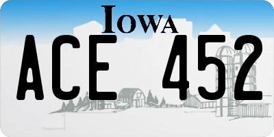 IA license plate ACE452
