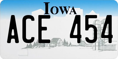 IA license plate ACE454