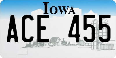 IA license plate ACE455