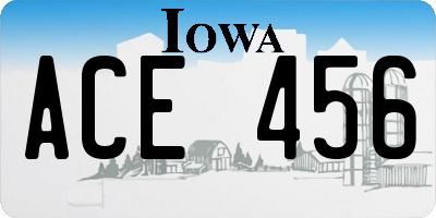 IA license plate ACE456