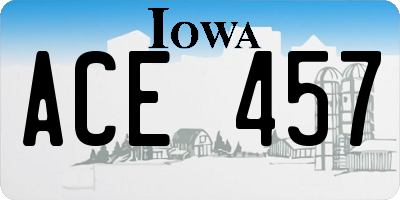 IA license plate ACE457