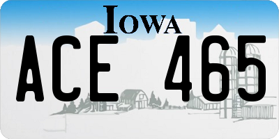 IA license plate ACE465
