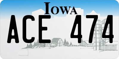 IA license plate ACE474