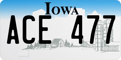 IA license plate ACE477