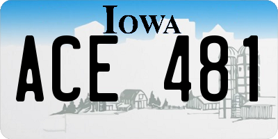 IA license plate ACE481