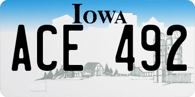 IA license plate ACE492