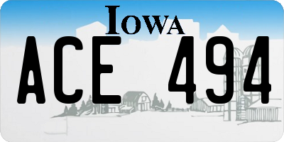 IA license plate ACE494