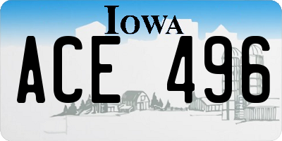 IA license plate ACE496