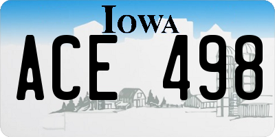IA license plate ACE498