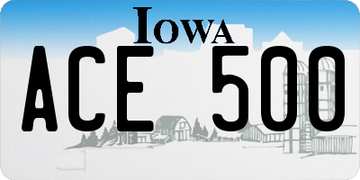 IA license plate ACE500