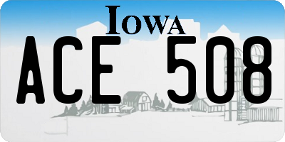 IA license plate ACE508