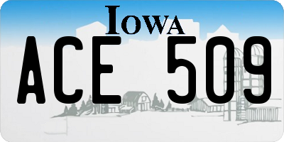 IA license plate ACE509